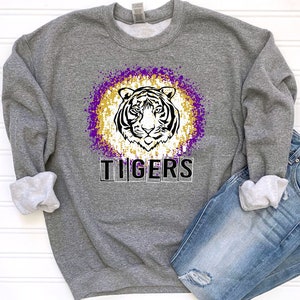 Purple Gold White Tigers Splatter Mascot Team Logo / Digital png download/ sublimation download