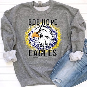 Yellow and Blue Bob Hope Splatter Eagles Mascot Logo / Digital png download/ sublimation download