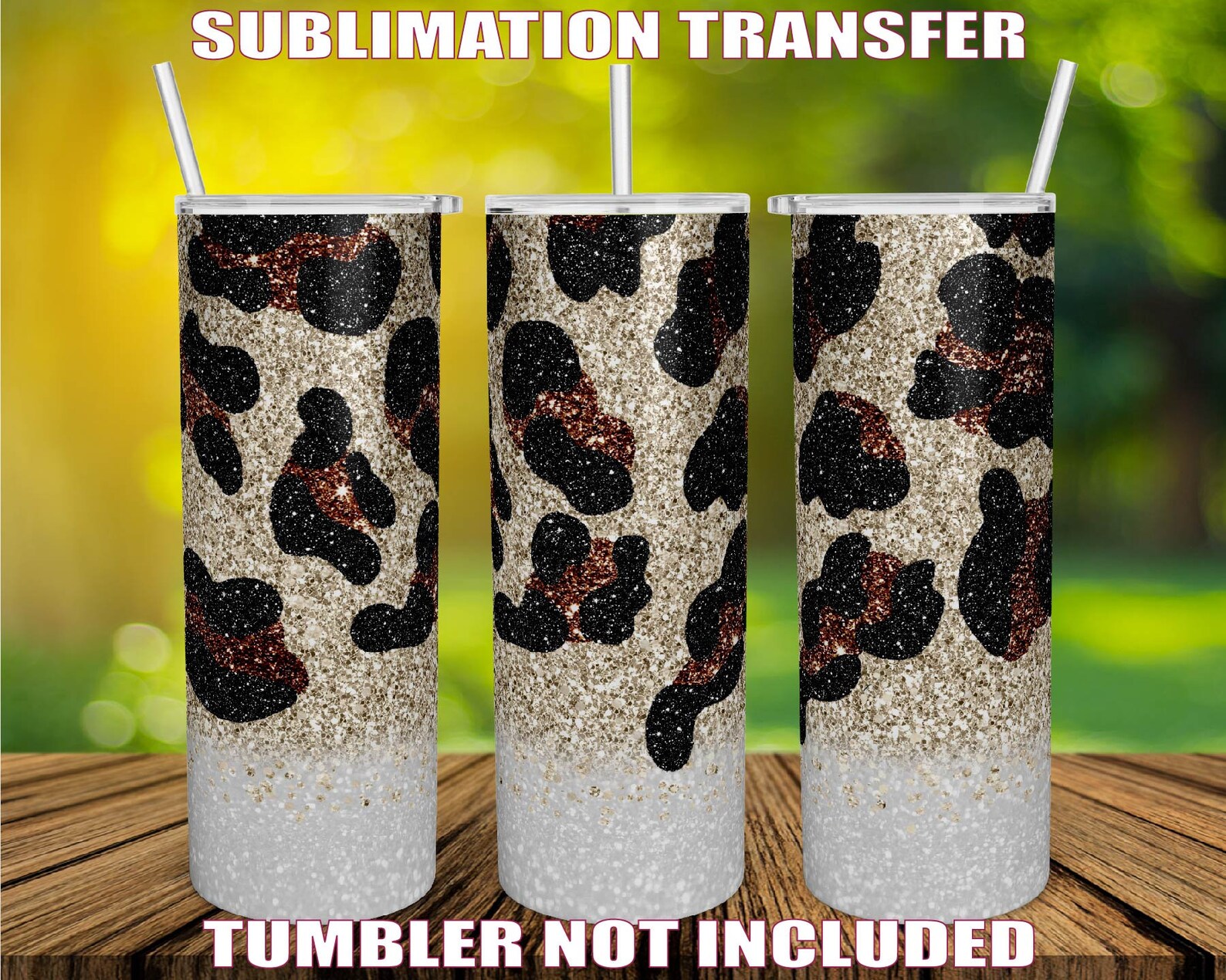 Download Large Leopard Glitter Tumbler Sublimation Heat Transfer ...