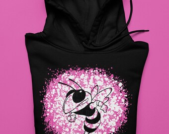 Pink Splatter Hornets Mascot Logo Breast Cancer Awareness/ October we wear pink / Digital png download/ sublimation download