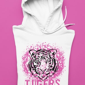 Pink Splatter Tigers Mascot Logo Breast Cancer Awareness/ October we wear pink / Digital png download/ sublimation download