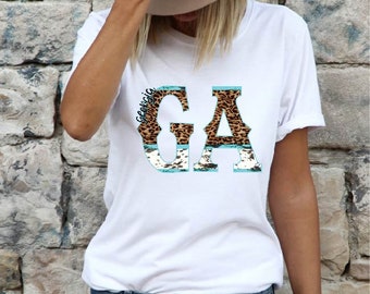Leopard, Cowhide, Turquoise, Georgia, western boho digital  / Digital png download/ sublimation download