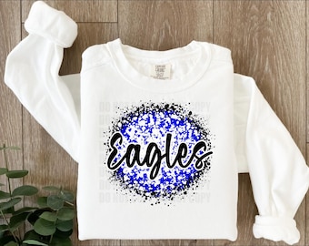 Blue and Black Splatter Eagles Script Mascot Logo / Digitale png-download/sublimatiedownload