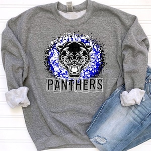 Blue Black White Splatter Panthers Mascot Logo / Digital png download/ sublimation download
