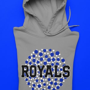 Royal Blue and White Polka Dot Royals Mascot Logo / Digital png download/ sublimation download