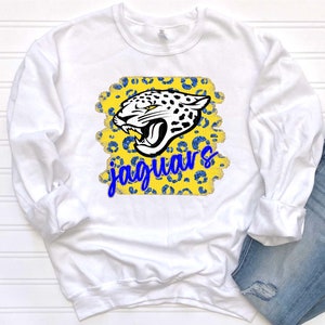 Blue and Yellow Leopard Jaguars Mascot Logo / Digital png download/ sublimation download