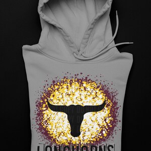 Maroon & Yellow Gold Splatter Longhorns Mascot Logo / Digital png download/ sublimation download