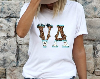 Léopard, Peau de vache, Turquoise, Virginie, western boho digital / Digital png download/ sublimation download