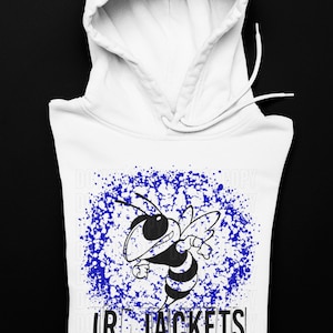 Blue White Splatter Jr. Jackets Mascot Logo / Digital png download/ sublimation download