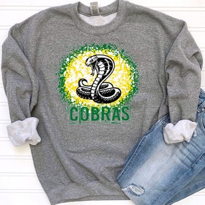 GreenYellow White Cobras Splatter Team School Mascot Logo / Digital png download/ sublimation download
