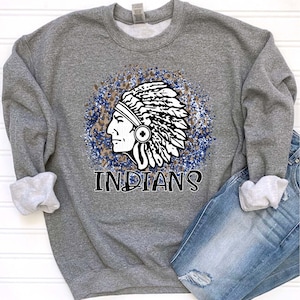Glitter Leopard Blue Indians mascot / Digital png download/ sublimation download