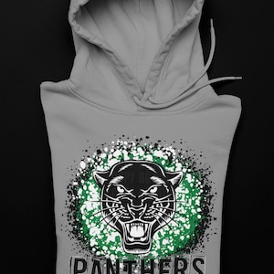 Green Black White Splatter Panthers Mascot Logo / Digital png download/ sublimation download