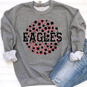 Red and Black Polka Dot Eagles Mascot Logo / Digital png download/ sublimation download