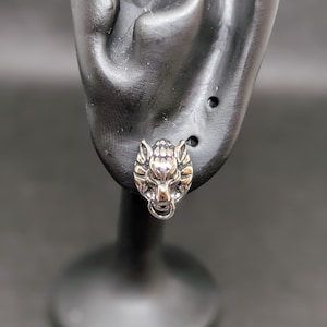 Wolf Crest Stud Earrings | Silver-Tone Fantasy Jewelry | RPG Adventurer Accessories