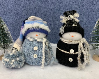 Handmade Custom Keepsake Memory Sock Snowmen using loved one's sweaters