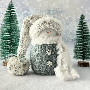 Custom Handmade Sock Snowmen with up-cycled sweaters/hats in three sizes and multiple colors for Christmas/winter decor & gifts