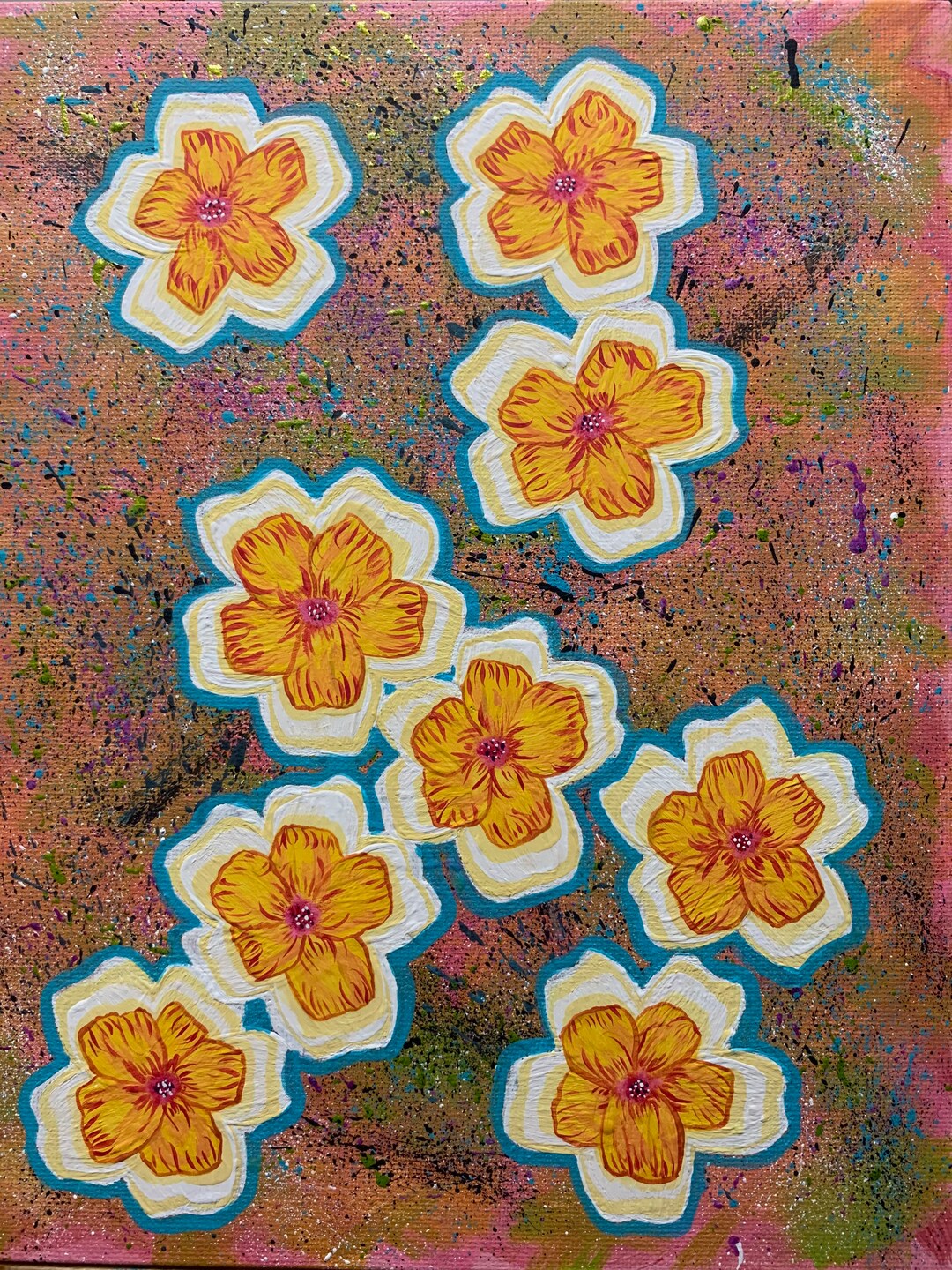 Tropical Splatter Acrylic Painting Etsy