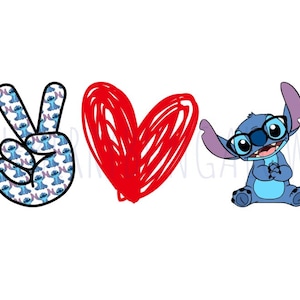 File di sublimazione Stitch // File digitale Peace Love Stitch // File digitale di sublimazione Stitch // PNG