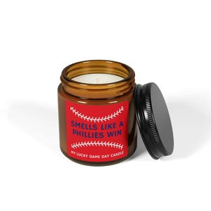 Zapach świecy Phillies Win Candle / Świeca Lucky Game Day / Prezent Philadelphia Phillies / Świeca Philadelphia