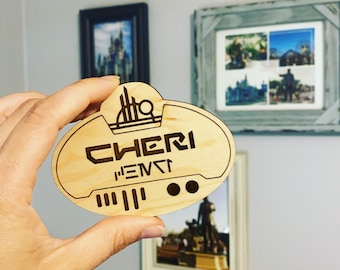 Galaxy&#39;s Edge Cast Member Name Tag Christmas Ornament // Name Tag Magnet // Star Wars Galaxy&#39;s Edge