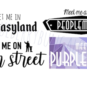 Pacote Meet Me do Magic Kingdom // Rua Principal // Peoplemover // Fantasyland // Parede Roxa // SVG PNG