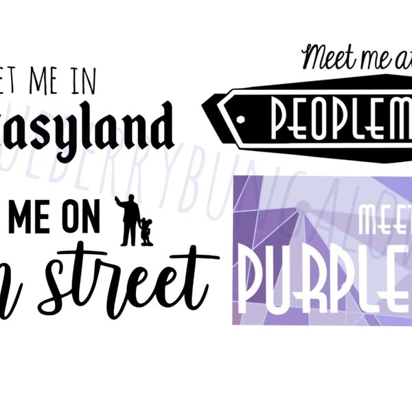 Magic Kingdom Meet Me Bundle // Main Street // Peoplemover // Fantasyland // Purple Wall // SVG PNG