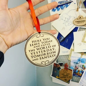WDW Inspired Christmas Ornament // WDW Inspired Car Charm // Here You Leave Today and Enter the World of Yesterday Tomorrow and Fantasy
