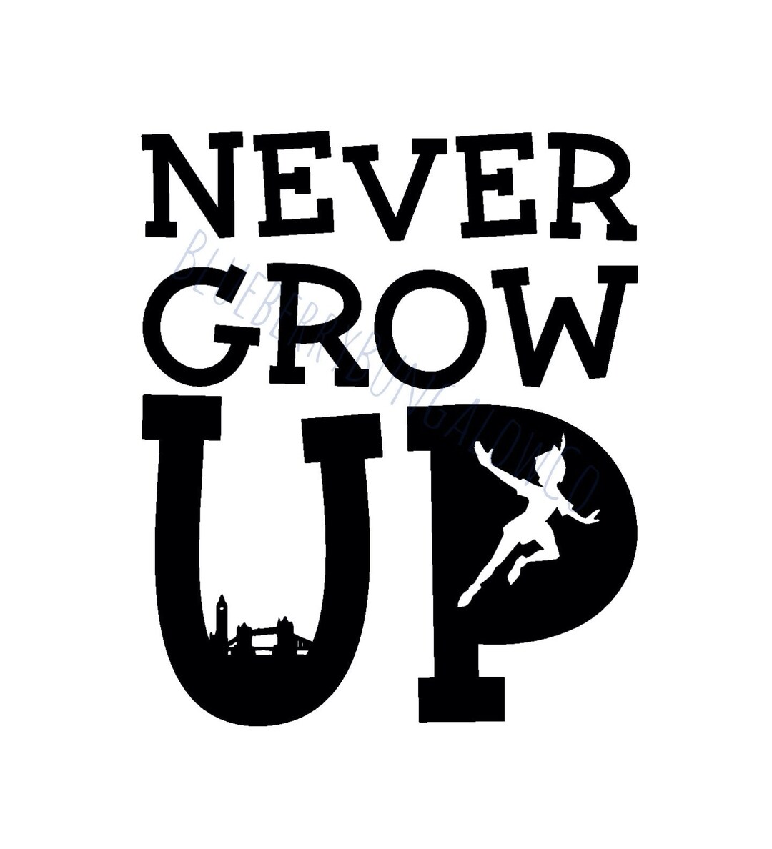 T-shirt Personnalisé Homme Never Grow Up Peter Pan - Coton Flammé, Blanc, Idée Cadeau Originale