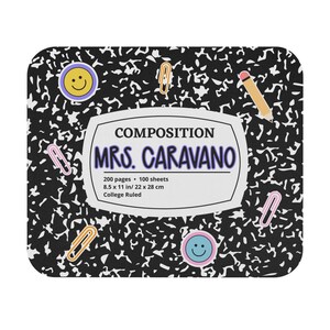 Customizable Teacher Mouse Pad | Composition Notebook Mouse Pad | Personalized Teacher Gift | Custom Teacher Gift