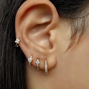 Clous d'oreilles trèfle 4 feuilles plaqué or