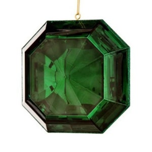 6 Inch, Green Square Emerald Cut Ornament, Gem Ornament, Jewel Ornament, Wreath Attachment, Christmas Decor, Tree Ornament