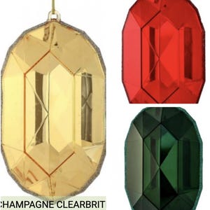 6.5 inch, Gold Oval Cut Ornament, Gem, Jewel Ornament, Wreath Attachment, Christmas Decor, Tree Ornament, Party Decor