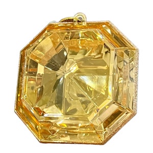 6 Inch, Gold Square Emerald Cut Ornament, Gem Ornament, Jewel Ornament, Wreath Attachment, Christmas Decor, Tree Ornament