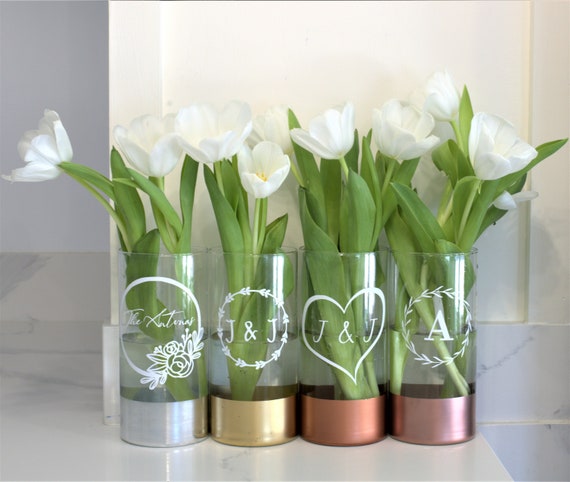 Gold Silver Rose Gold Copper Wedding Vase Cylinder Etsy