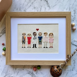 Benutzerdefinierte Familienporträts, Paar Geschenk Haustiere, Jahrestagsgeschenk, benutzerdefinierte Familie Kreuzstich personalisierte Kreuzstichporträts benutzerdefinierte Jahrestag
