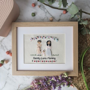 custom family portraits, couple gifts, anniversary gift, custom family cross stitch, personalised cross stitch portraits, custom anniversary