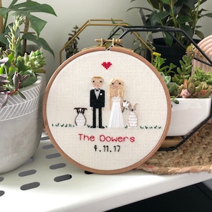 benutzerdefinierte familie porträts, paar geschenk haustiere, jubiläum geschenk, benutzerdefinierte familie kreuzstich personalisierte kreuzstich porträts benutzerdefinierte jahre
