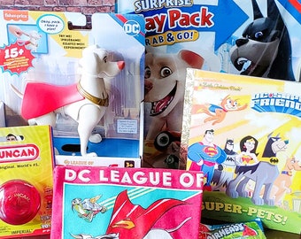 DC League of Super-Pets Gifts for Kids!  DC League Gift Basket for Toddlers,  Gift Bag Incl a T-shirt & Toys for Birthdays, Gift Ready..