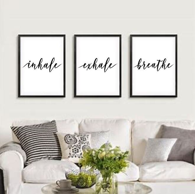 Inhale Exhale Breathe Print Set of 3, Bathroom Decor, Bedroom Decor ...