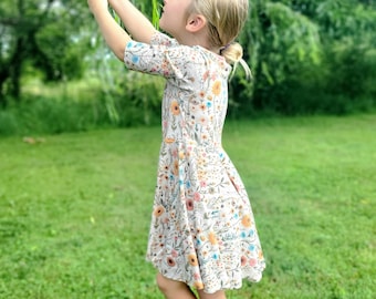 Kids' Wildflower Dress With Pockets: Whimsical Garden Party Outfit
