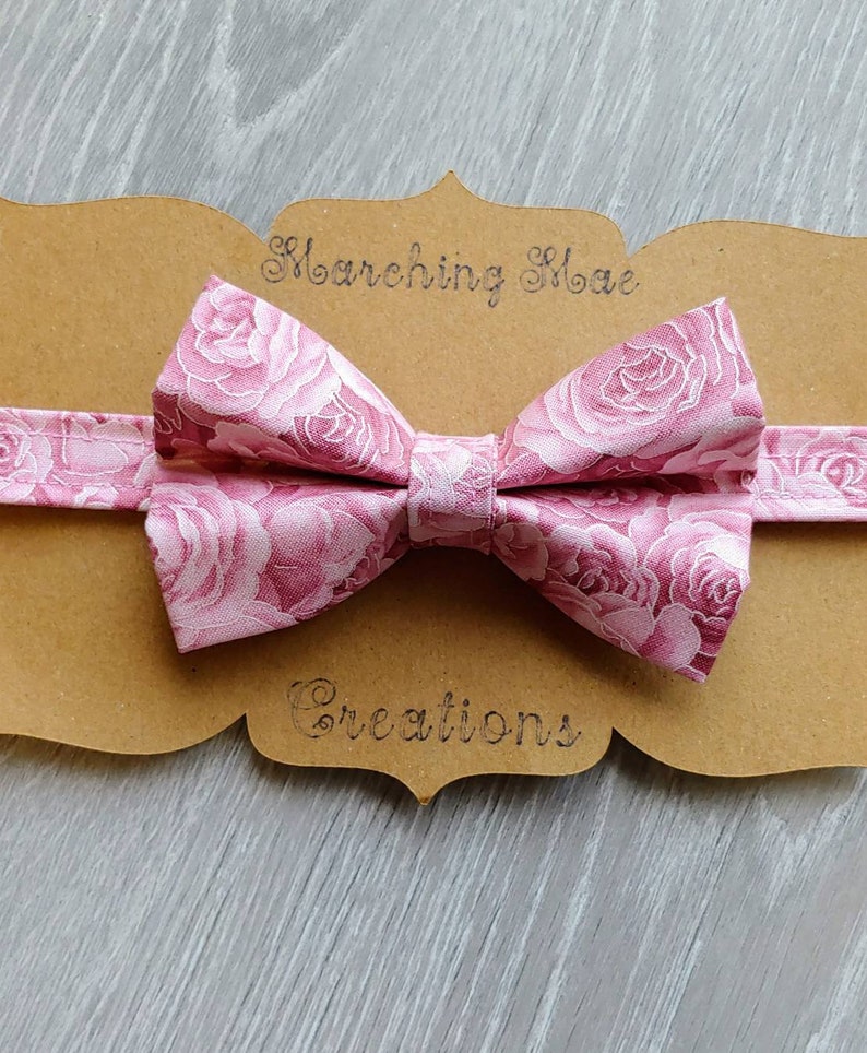 Ring Bearer Bow Ties Toddler Tie Kids Tie Blush Roses Boy/'s Blush Bow Tie Blush Pink Wedding Accessories for Groomsmen Infant Bow Ties