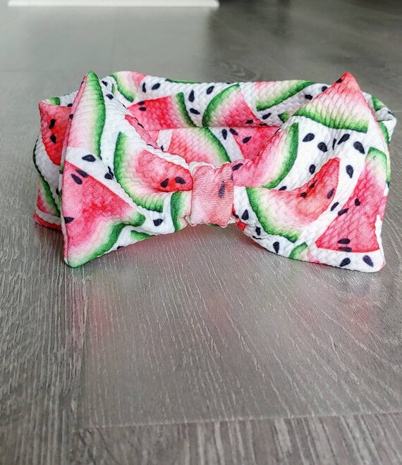 Baby Girl Headband Bow with Watermelons One in a Melon Party Etsy