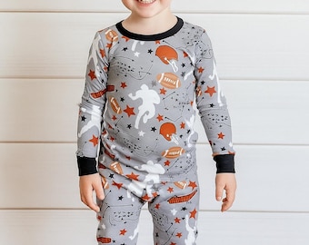 American Football Pajamas, Red and Gray, Sports-Theme Baby Clothes, Toddler Clothing, Football Birthday Party, Touchdown T-shirt, Team Color