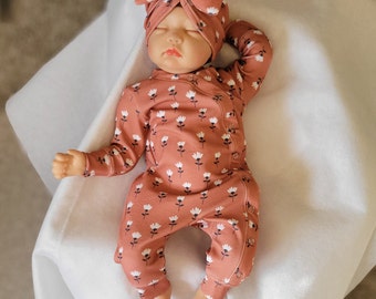 Boho Baby Girl Romper with Bow Hat: Rusty Red Daisy Outfit