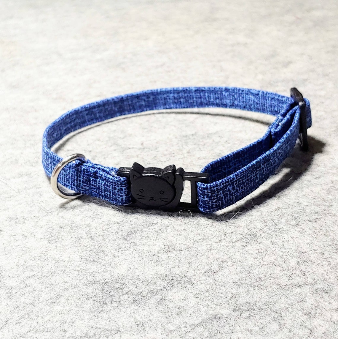 Blue Cat Collar with Breakaway Buckle Quick Release Cat Etsy