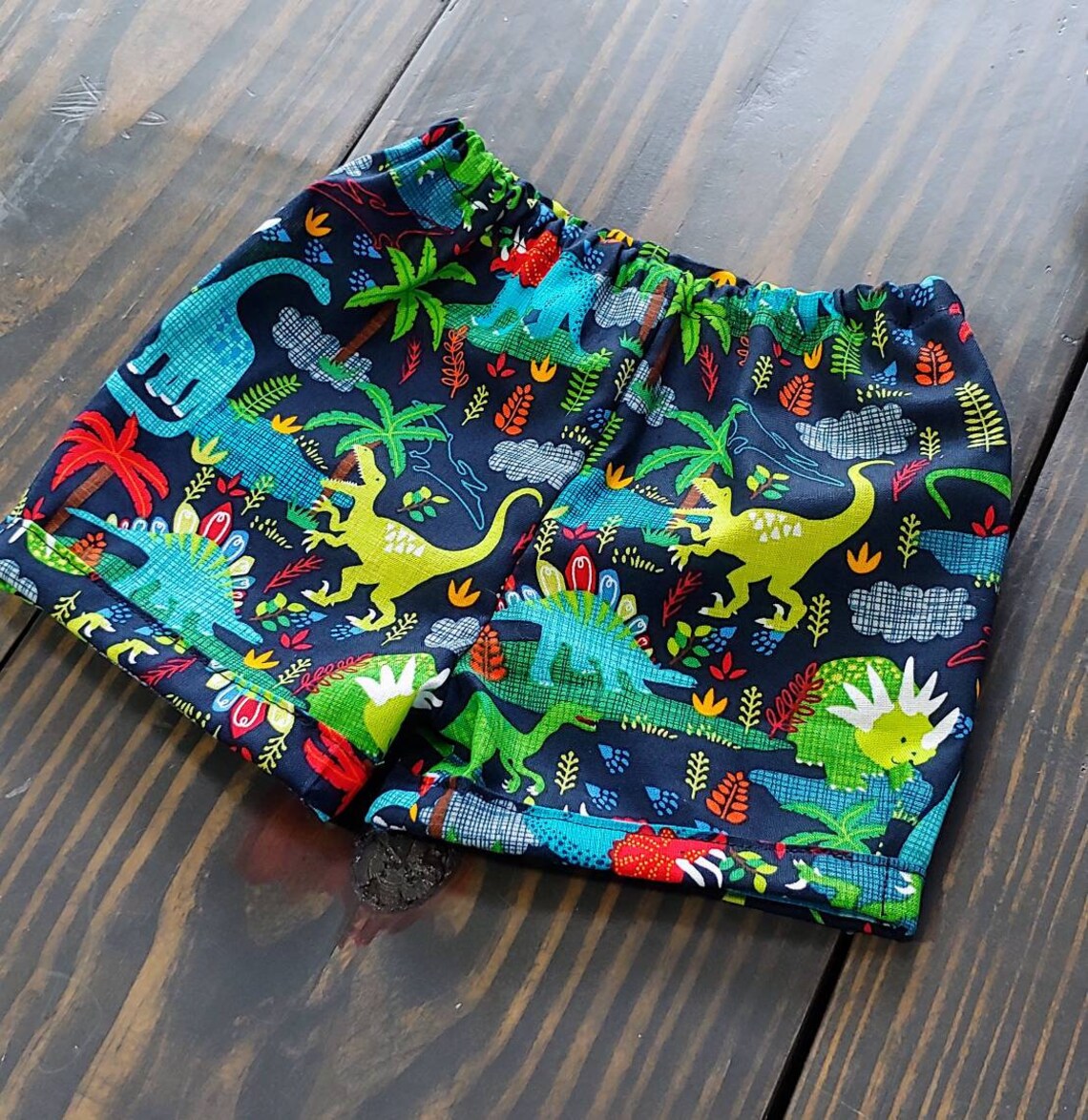 Baby Boy Cotton Dinosaur Shorts Etsy