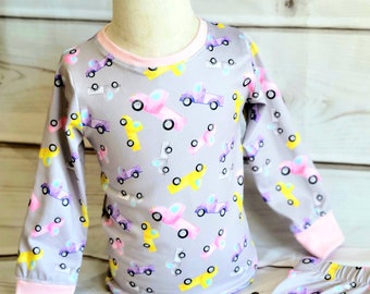 Girls Truck Pajamas, Pink Trucks, Purple Vintage Cars, Yellow Pickup Truck, Girls' Clothing, Toddler Girl Clothes, Children's' Sleepwear