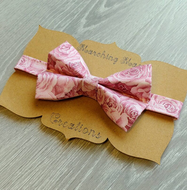 Ring Bearer Bow Ties Toddler Tie Kids Tie Blush Roses Boy/'s Blush Bow Tie Blush Pink Wedding Accessories for Groomsmen Infant Bow Ties