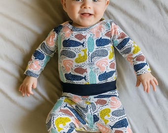 Nautical Baby Outfit: Handmade Cotton Romper Set