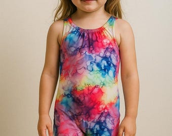 Tie Dye Gymnastics Leotard: Spandex Dance Singlet